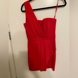 BCBGMAXAZRIA asymmetrical pleated dress